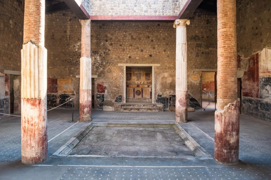 Atrium in an ancient Roman villa with an impluvium